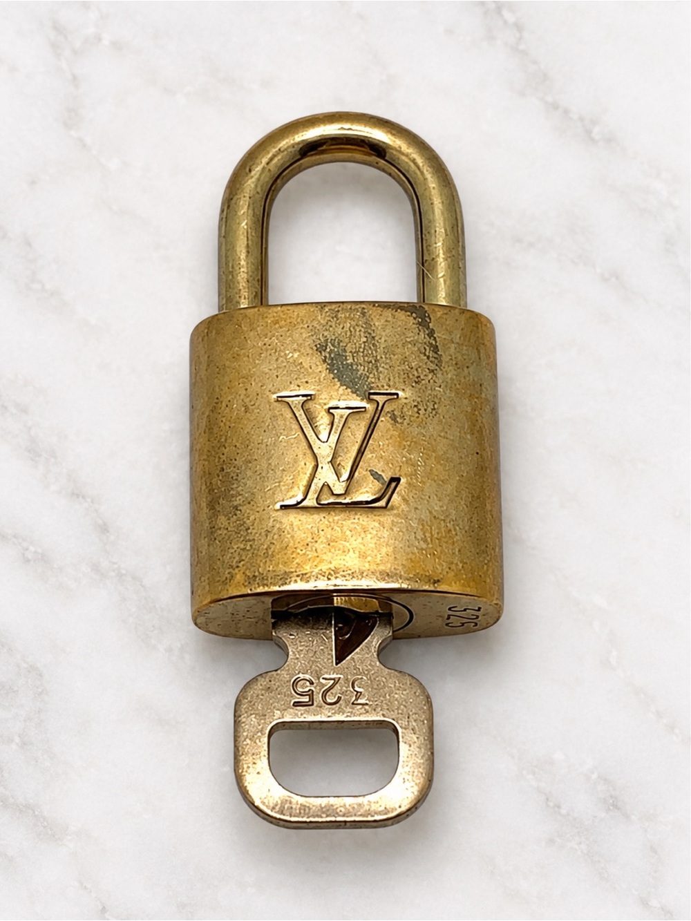 Louis Vuitton LV Brass Padlock Lock & Key #325 Authentic